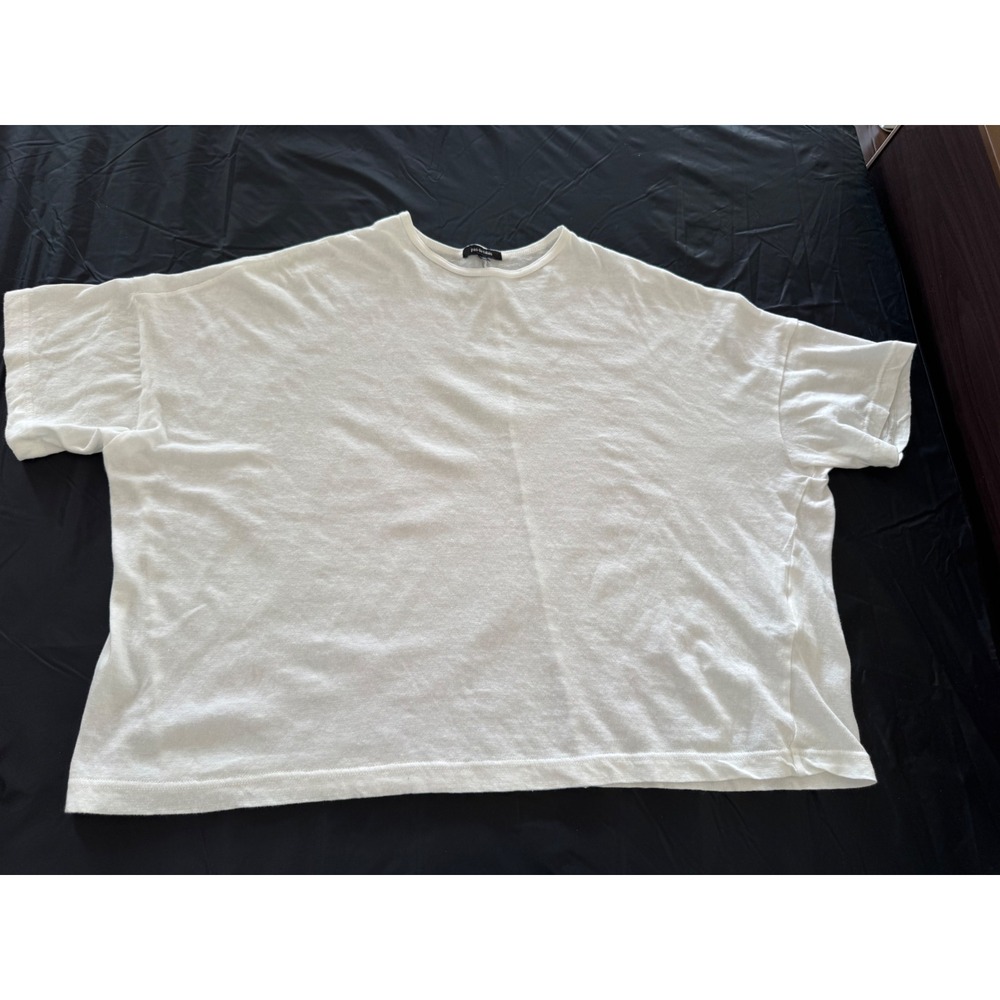 Pas de Calais White Boxy Tee Made in Japan 100% Cotton Oversized Top size XS/S